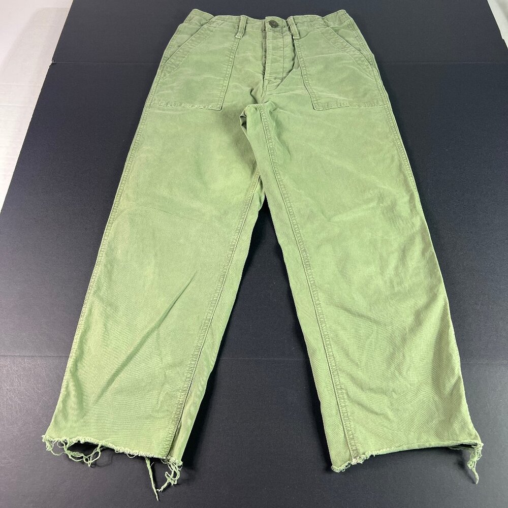 Mother Pants Women 26x24* High Rise Private Green Patch Pocket Ankle Fray Tag 24